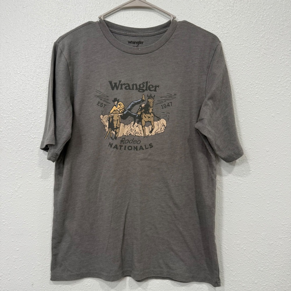 Wrangler Mens XXL Gray Rodeo Nationals Graphic T-Shirt Short Sleeve Crewneck